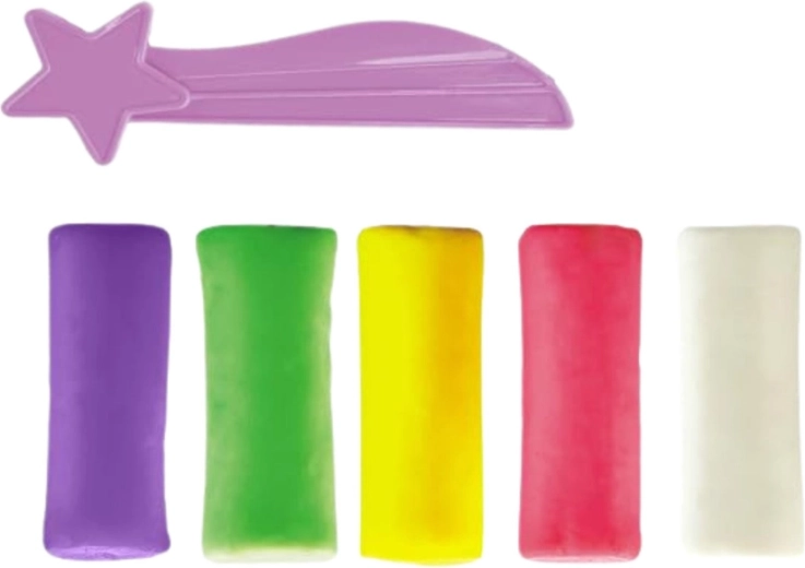 Fünf kräftige Knetfarben