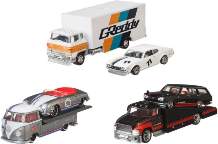 Hot Wheels Sattelschlepper und Rennwagen