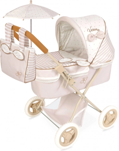 Klapbarer Puppenwagen mit Sonnenschirm und Tasche Verona 60 cm