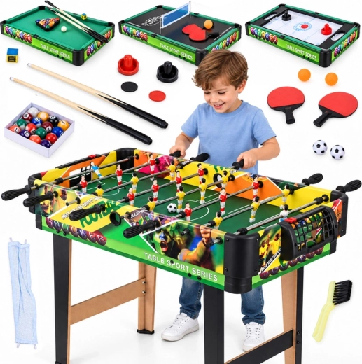 Multifunktionaler Spieltisch 4-in-1 – Tischfußball, Billard, Tischtennis und Airhockey