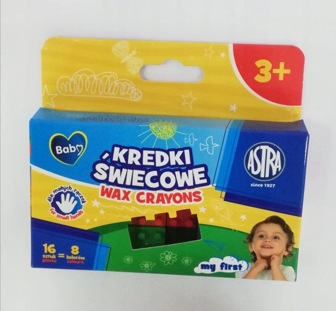 ASTRA BABY Wachsmalstifte, Bauklotz-Form, 16 Stk. (8 Farben)