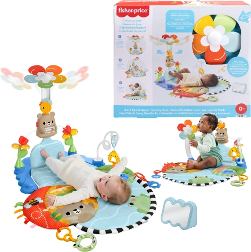 Fisher-Price Lern- und Sensorik-Spieldecke 3-in-1 „Treten und Drehen“