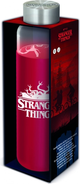 Glasflasche mit Silikonhülle mit Stranger-Things-Motiv