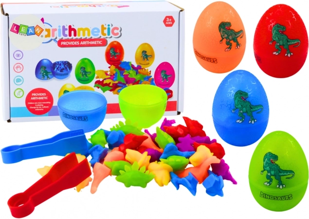 Sortier-Eier mit Dinosauriern und Pinzette, 6 Stück