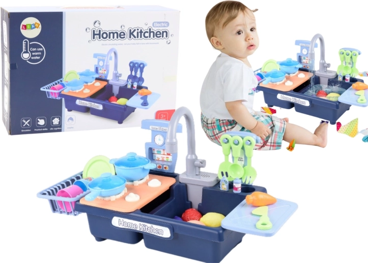 Elektronisches Kinderspülbecken mit Wasserkreislauf und Abtropfgestell