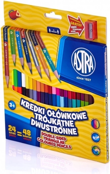 Dreieckige doppelseitige Buntstifte ASTRA, 48 Farben