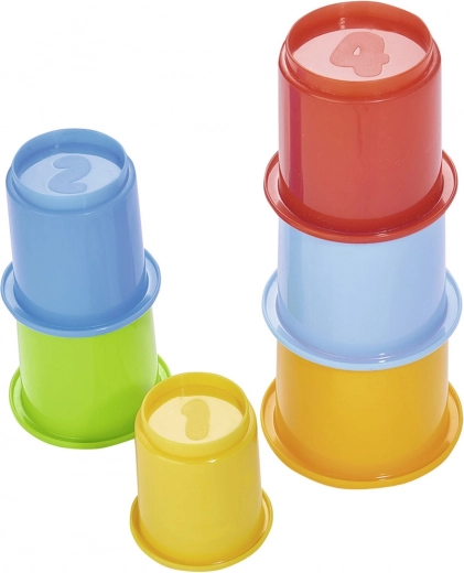 Bunte Plastikbecher zum Stapeln