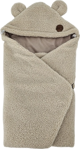 EKO Wickeldecke für Babyschalen aus Bouclé mit Baumwolle, Dunkelbeige, 110 × 100 cm – Dunkelrosa