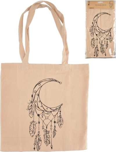 Beigefarbene Baumwolltasche mit Traumfänger-Motiv 36 × 40 cm