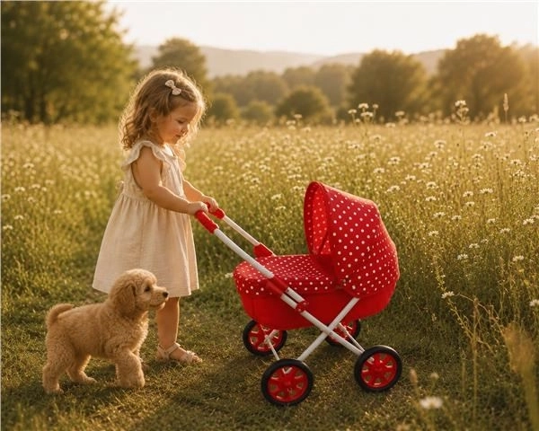New Baby Kinder-Puppenwagen Anička rot