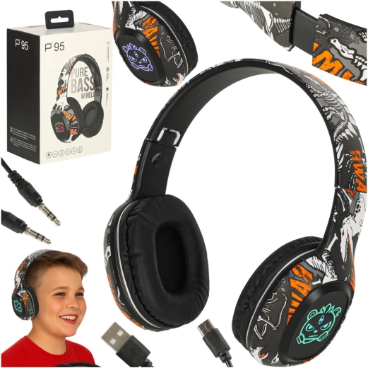 Kabellose Bluetooth Over-Ear-Kopfhörer mit RGB-Beleuchtung, schwarz
