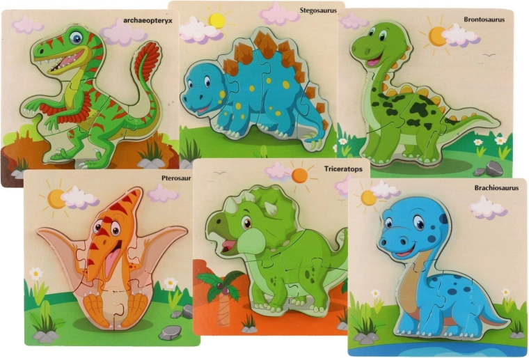 Holzpuzzle mit Dinosauriern - 1 Stück