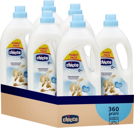 Chicco Weichspüler Baby Sensitive Süßes Puder, konzentriert 1,5 l (60 Wäschen), 6× Packung