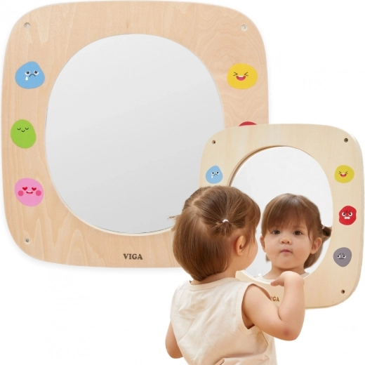 Holzwand-Spiegeltafel mit Emojis VIGA