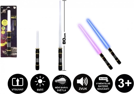 Zusammenklappbares Lichtschwert mit Licht und Sound, 80 cm