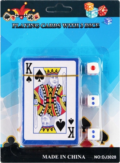 Kartenset mit Spielkarten und Würfeln
