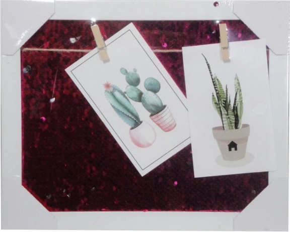 Bilderrahmen mit Pailletten 23 × 28 cm mit Schnur und Klammern