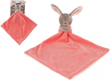 Hase/Hasen-Babyschmusetuch Plüsch 25x25 cm rosa auf Karte im Beutel 0+