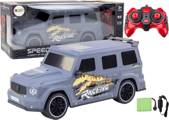 RC-Auto mit Dinosauriermotiv 1:10, grau