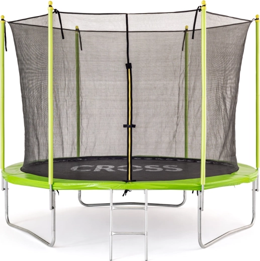 Trampolin Cross mit Netz und Leiter grün-schwarz