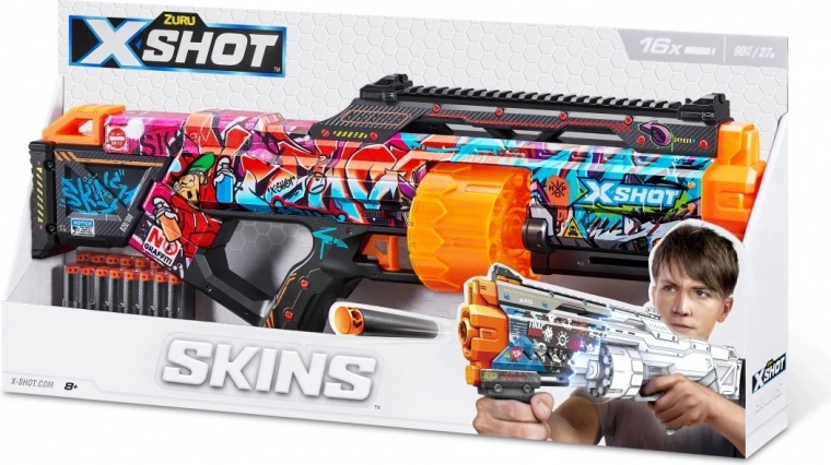 ZURU X-Shot Skins Last Stand Graffiti Schaumstoffpistole (16 Pfeile)