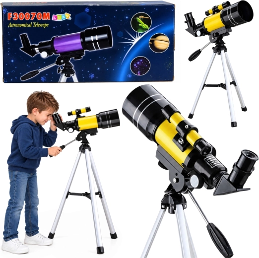 Kinder-Astronomieteleskop mit Stativ und Smartphone-Halterung