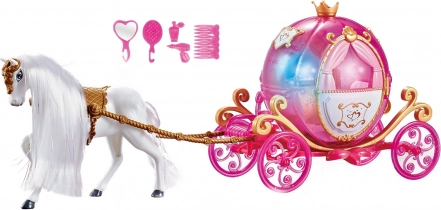 Pferd und rosa Kutsche mit Musik und Licht