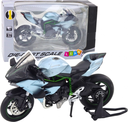 metallisches Sportmotorrad mit Licht und Sound 1:12 silber