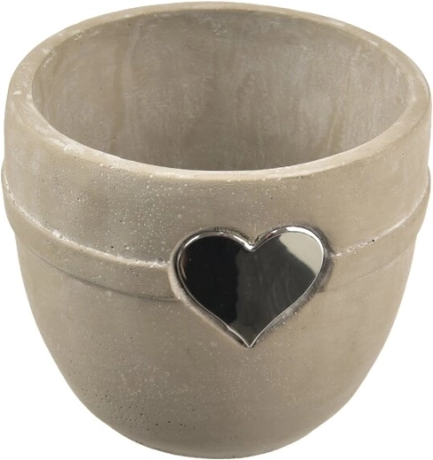Beton-Blumentopf in Herzform, grau, 15 × 15 × 13 cm