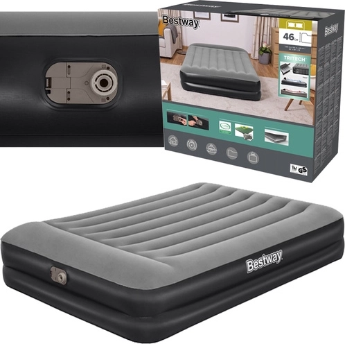Doppelluftbett mit integrierter Pumpe und Kissen 203 × 152 × 46 cm BESTWAY