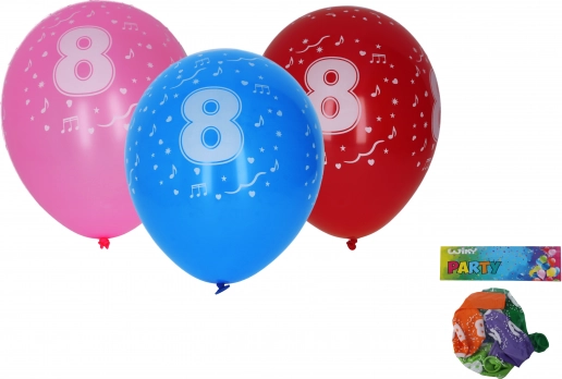 Luftballons 30 cm mit Zahl 8 – Set 5 Stück