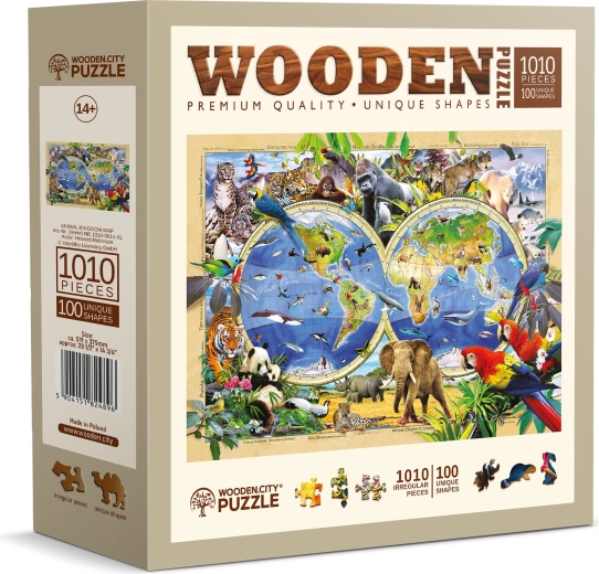 Holzpuzzle Weltkarte der Tiere 1010 Teile WOODEN CITY