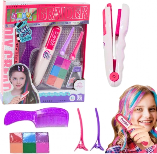 Kinderset zum Haarfärben mit Glätteisen und bunten Kreiden