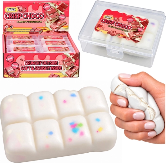 Sensorischer Anti-Stress-Knautschblock in Form weißer Schokolade – 1 Stück