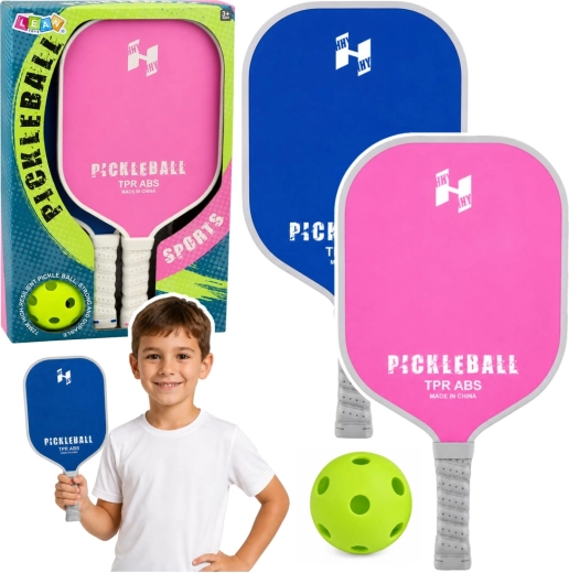 Rosa-blaues Pickleball-Set – 2 Schläger und perforierter Ball