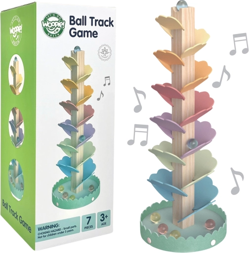 WOOPIE GREEN Holz-Kugelbaum – musikalische, bunte Montessori-Kugelbahn