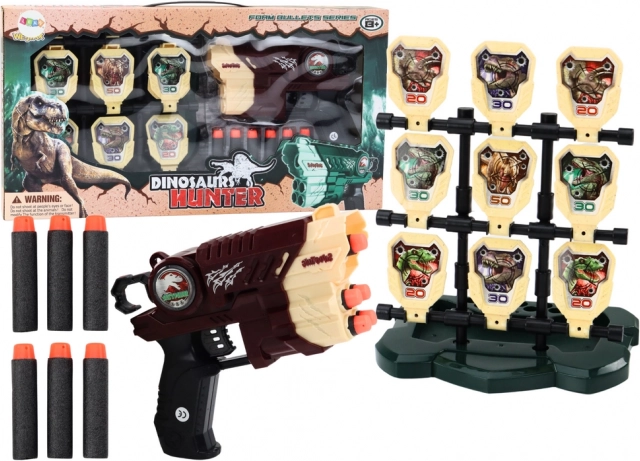Unterhaltungs-Pistole mit Zielscheibe und Schaumstoffpfeilen – Dinosaurier