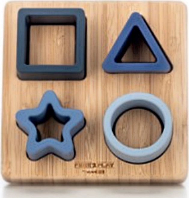 Steckpuzzle Formen aus Holz und Silikon, blau
