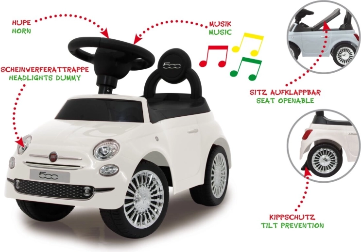 Jamara Rutschauto und Lauflernhilfe Fiat 500 2in1 weiß