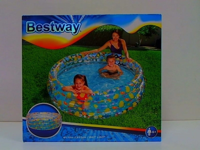 Bestway Kinder-Aufblasbecken mit tropischem Motiv, 3 Kammern