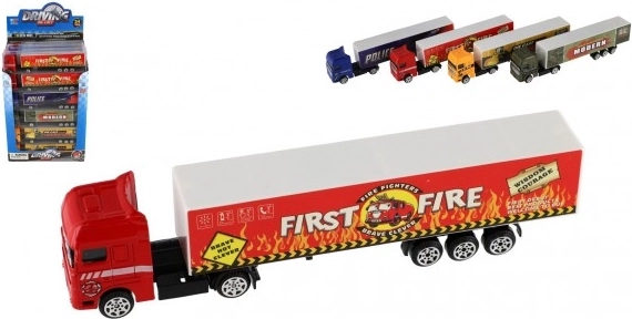 Teddies Lkw mit Anhänger – Metallmodell mit Freilauf (Farbmix)