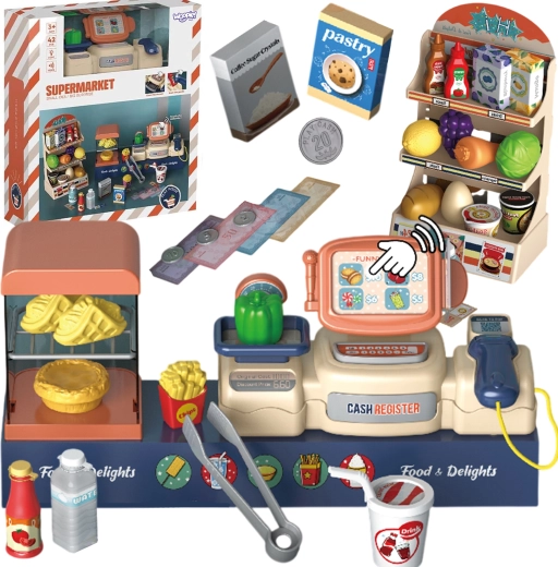 Woopie Kindersupermarkt mit Scanner und Kasse, 42 Teile