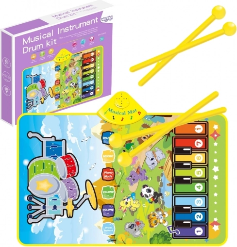 Interaktive Musikmatte 2-in-1 Piano und Schlagzeug WOOPIE für Kinder