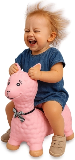 Hüpf-Lama HoppyDoo in Rosa mit Pumpe