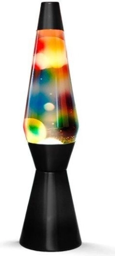 Regenbogen-Lavalampe mit schwarzem Sockel