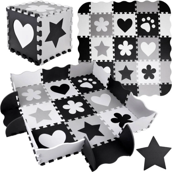 Schaumstoff-Puzzle – kontrastierende Kinder-Spielmatte Formen 120 × 120 cm