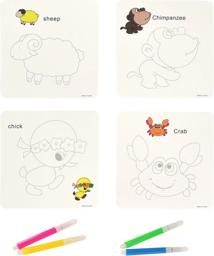 Kreativ-Set Tierbilder mit Filzstiften 10 × 10 cm