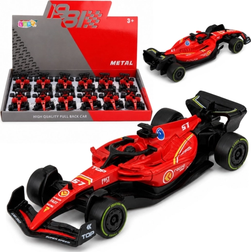 Metall-Formel-Rennwagen mit Pull-Back-Antrieb 1:43 rot