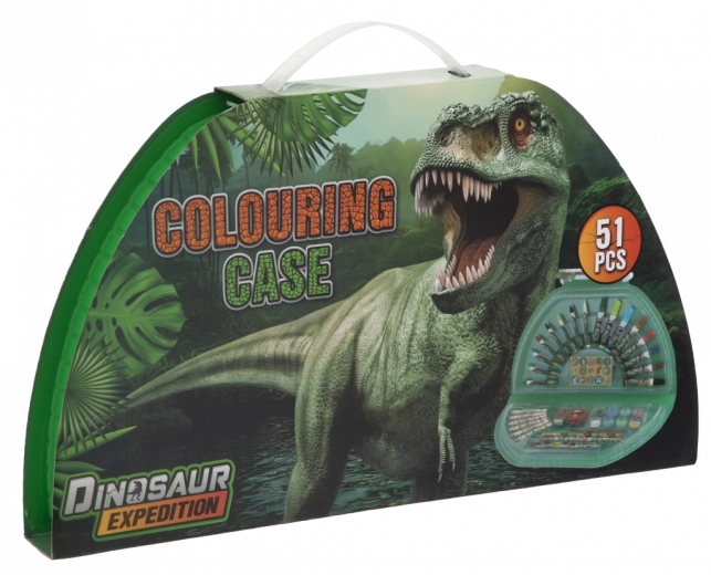 Halbrunder Dino-Malkoffer – 51 Teile