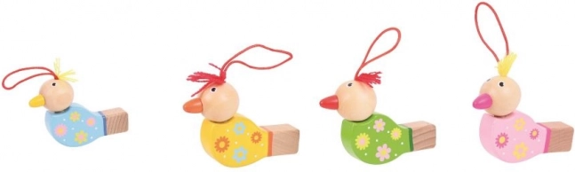 Bunter Holz-Pfeife Vogel Gelb